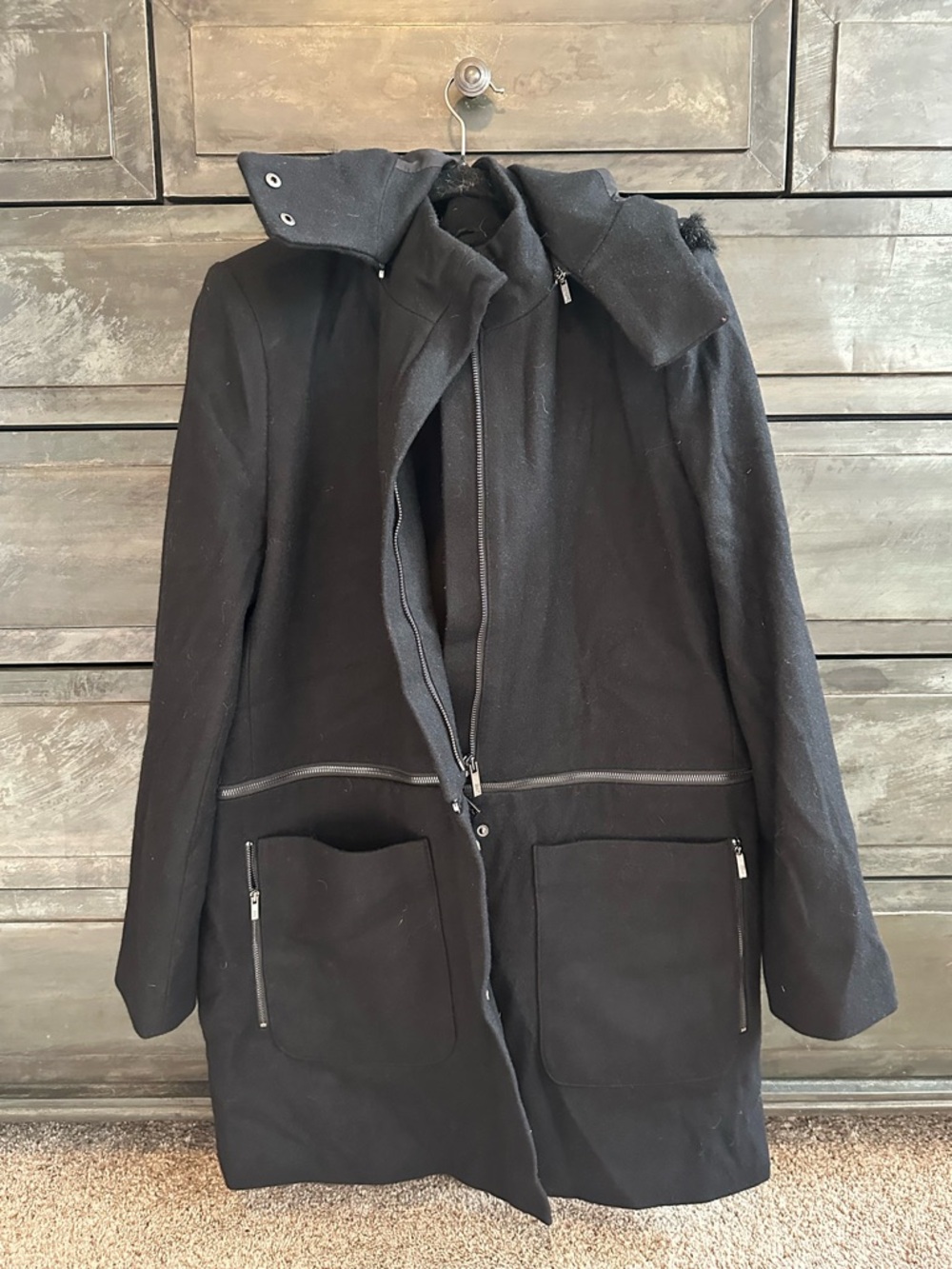 Women’s Black Zac Posen convertible Zip-Front Coat